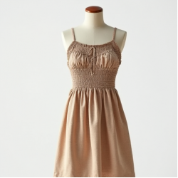 Oatmeal Gingham Smocked Babydoll Dress