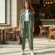 Sage Green Gingham Square Neck Cargo Pants