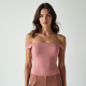 Dusty Rose Cut-Out Off-Shoulder Top