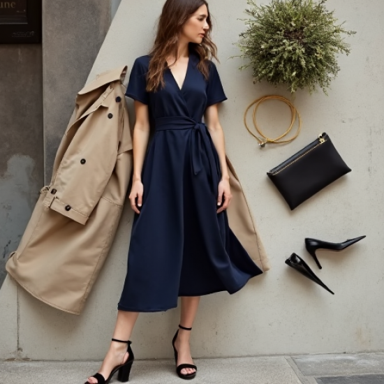 French Style Silk Wrap Dress