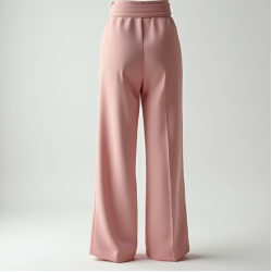Pastel Pink Jacquard Belted High-Waisted Trousers