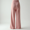 Pastel Pink Jacquard Belted High-Waisted Trousers