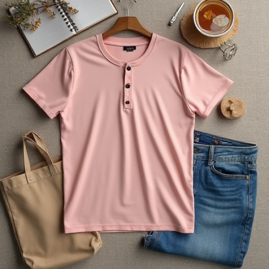 Pastel Pink Animal Print Button-Down Graphic Tee