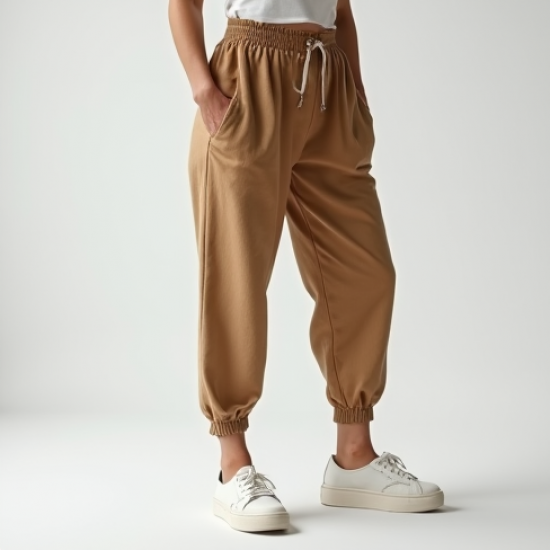 Oatmeal Gingham Smocked Relaxed Joggers