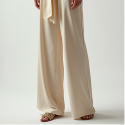 French Style Square Neck Silk Wrap Pants