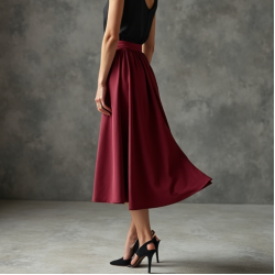 Classic Solid Color Wrap Front Satin Slip Skirt
