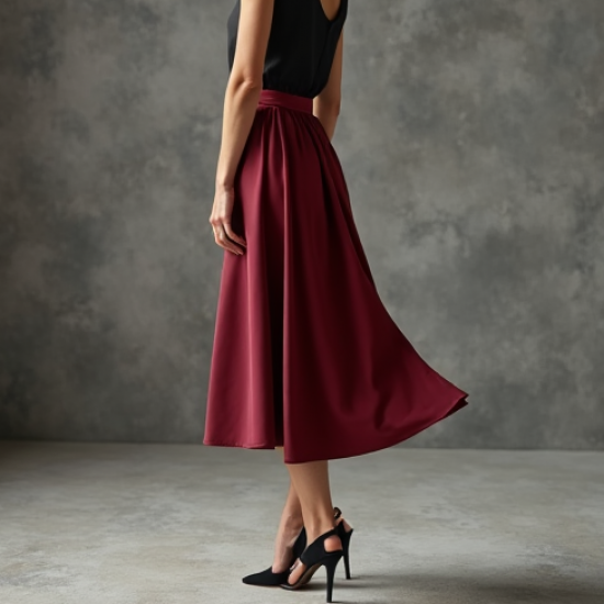 Classic Solid Color Wrap Front Satin Slip Skirt