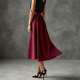 Classic Solid Color Wrap Front Satin Slip Skirt