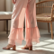 Pastel Pink Ruffled Organza Paperbag Waist Pants