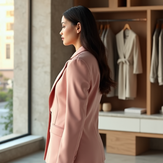 Pastel Pink Tiered Velvet Tailored Blazer