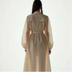 Minimalist Organza Square Neck Trench Coat