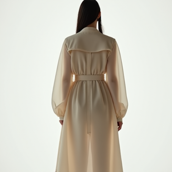 Minimalist Organza Square Neck Trench Coat