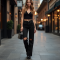 Midnight Black Animal Print Cut-Out Straight Jeans
