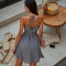 Modern Urban Striped Backless Tea Dress