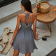Modern Urban Striped Backless Tea Dress