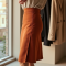 Terracotta Tweed V-Neck Wrap Front Skirt