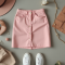 Pastel Pink Cotton Poplin Cut-Out Denim Mini Skirt