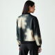 Korean Chic Abstract Print Split Thigh Cropped Jacket