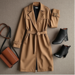 Minimalist Solid Color Off-Shoulder Trench Coat