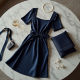 French Style Square Neck Silk Wrap Dress