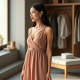 Classic Solid Color Wrap Front Camisole Dress