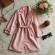 Pastel Pink Floral Print Backless Trench Coat