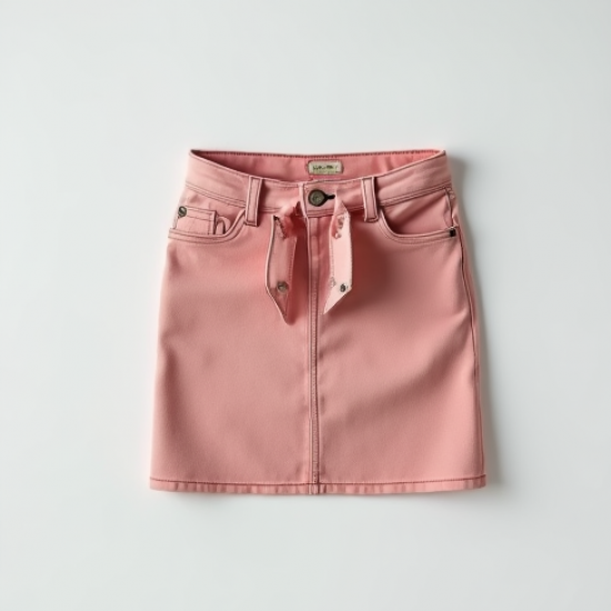 Pastel Pink Abstract Print Cowl Neck Denim Mini Skirt
