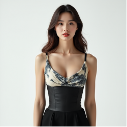 Korean Chic Abstract Print Cowl Neck Corset Top
