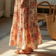 Boho Floral Print Tiered Pleated Maxi Skirt