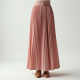 Pastel Pink Cashmere Blend Belted Pleated Maxi Skirt