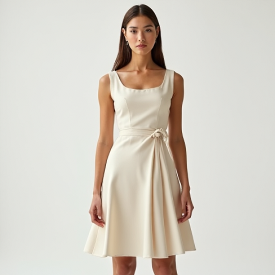 French Style Square Neck Silk Wrap Front Skirt