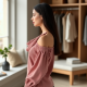 Dusty Rose Corduroy Cowl Neck Off-Shoulder Top