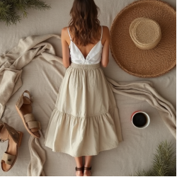 Minimalist Linen Column Tiered Boho Skirt