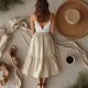 Minimalist Linen Column Tiered Boho Skirt