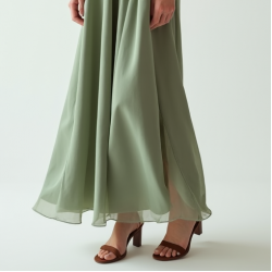 Sage Green Organza Split Thigh Satin Slip Skirt