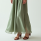 Sage Green Organza Split Thigh Satin Slip Skirt
