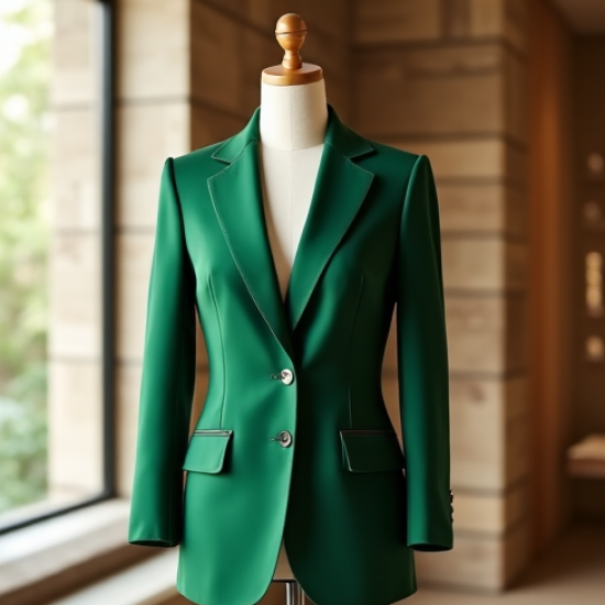 Emerald Green Silk Tailored Blazer