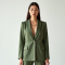 Sage Green Square Neck Satin Tailored Blazer