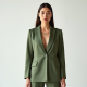 Sage Green Square Neck Satin Tailored Blazer