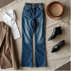 Vintage High-Waist Tulle Straight Jeans