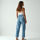 Sky Blue Linen Blend Corset Waist Cargo Pants