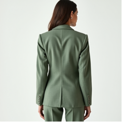 Sage Green Gingham Square Neck Tailored Blazer