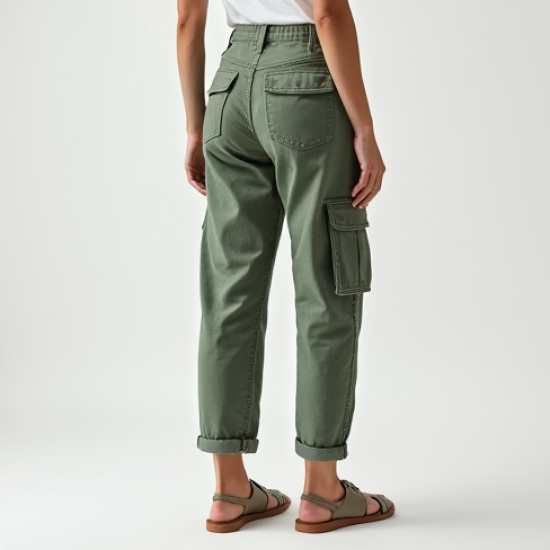 Sage Green Gingham Square Neck Cargo Pants