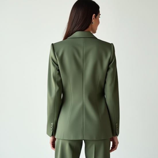 Sage Green Square Neck Satin Tailored Blazer