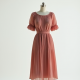 Retro Pleated Georgette Tea Dress