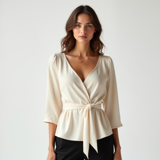 French Style Square Neck Silk Wrap Top