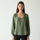 Sage Green Square Neck Silk Blouse