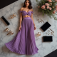 Lavender Off-Shoulder Velvet Pleated Maxi Skirt