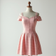 Pastel Pink Houndstooth Off-Shoulder Camisole Dress