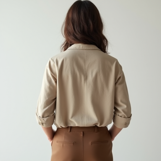 Oatmeal Linen Blend Cowl Neck Blouse